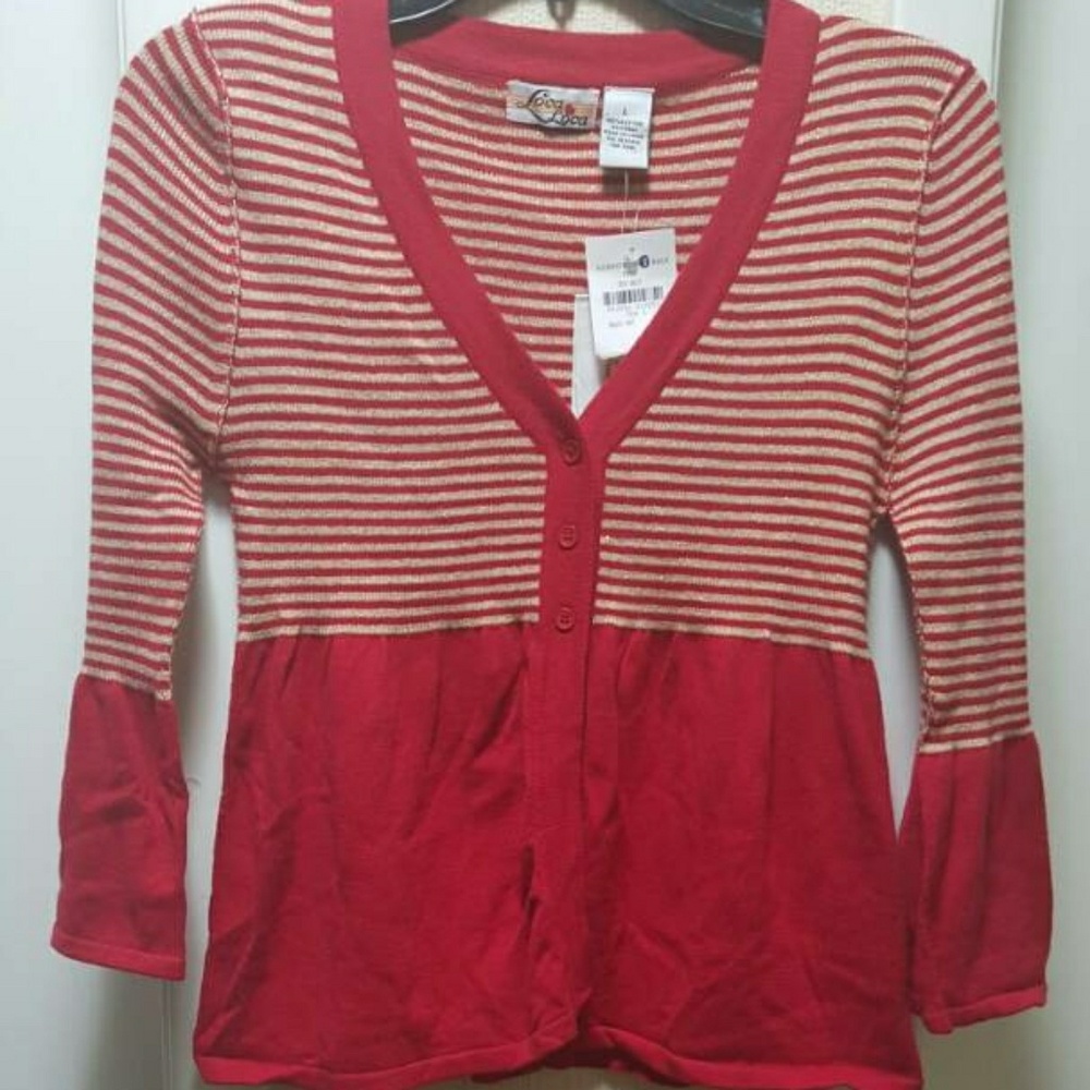 Loca Loca Red Striped Sweater Size
